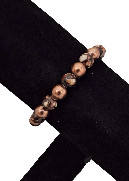 2 Shades of Brown Bracelet B-16 stretchy