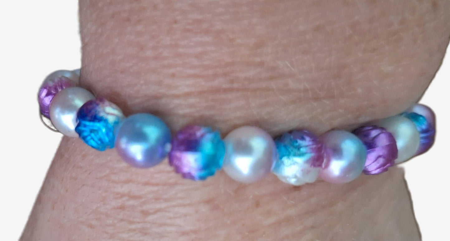 Rose Flower Bracelet B-27 Stretchy