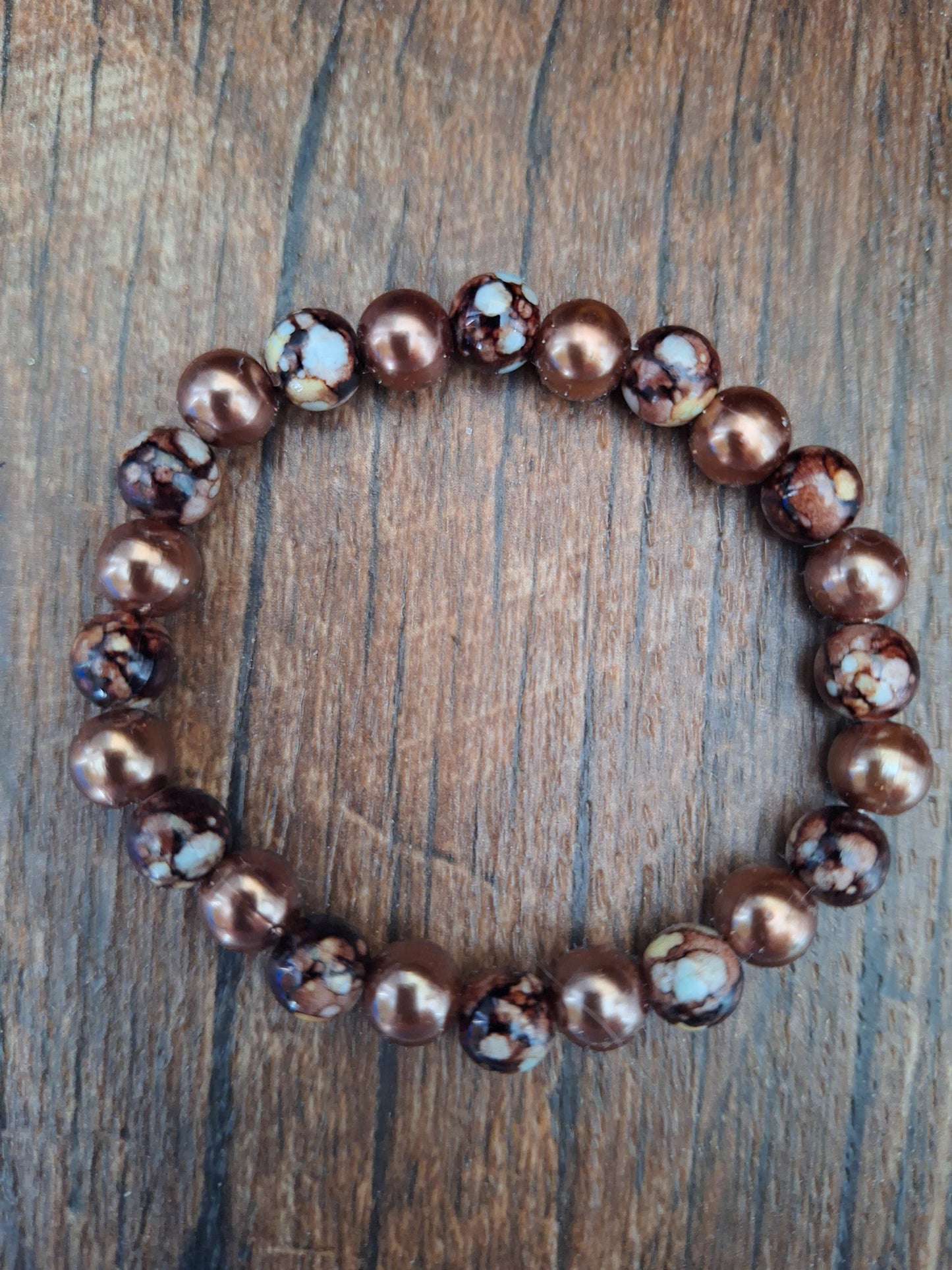 2 Shades of Brown Bracelet B-16 stretchy