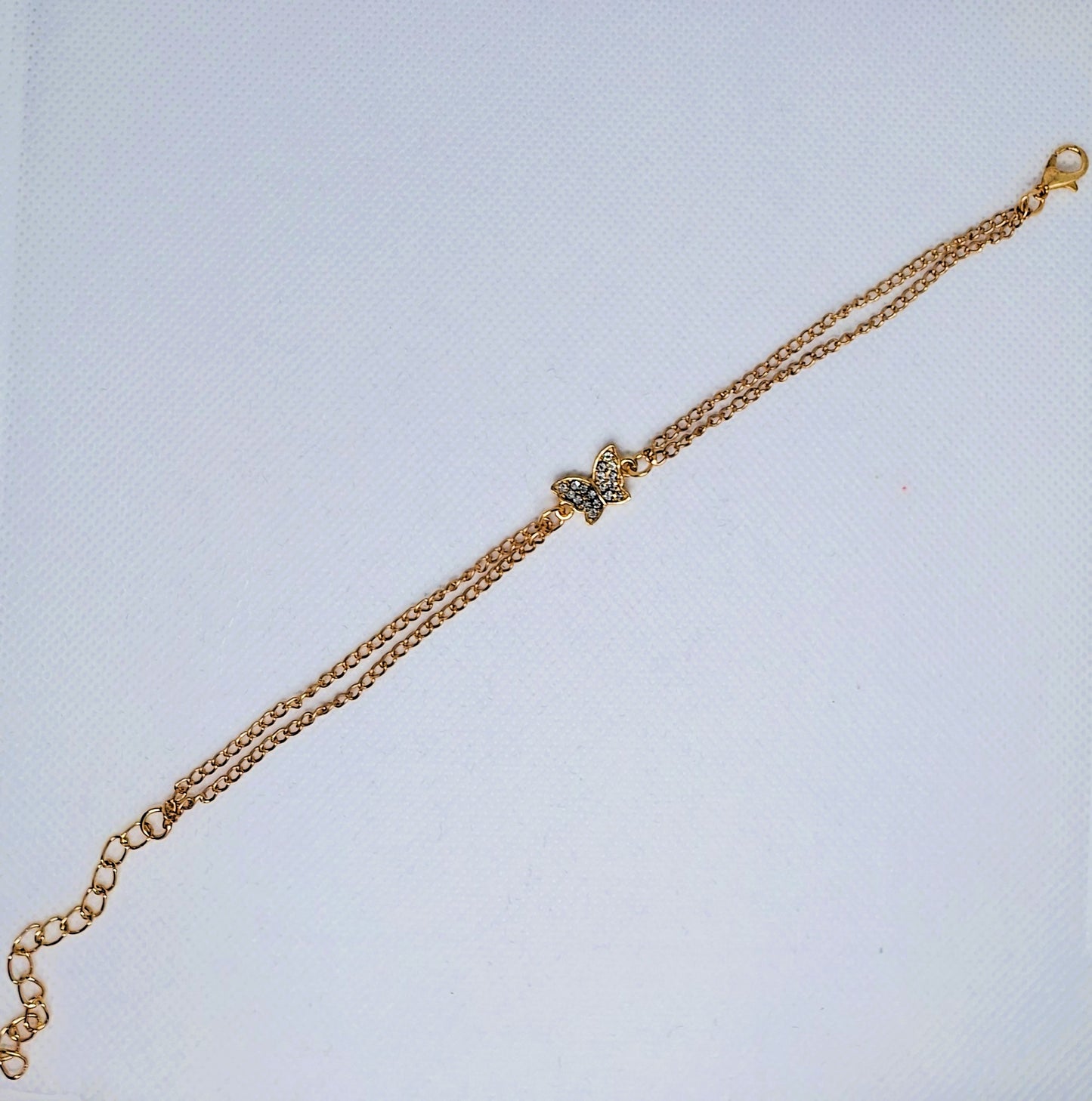 Double Chain Rhinestone Butterfly Bracelet B-59 chain