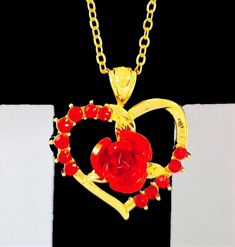 Elegant Heart Rose Necklace N-21