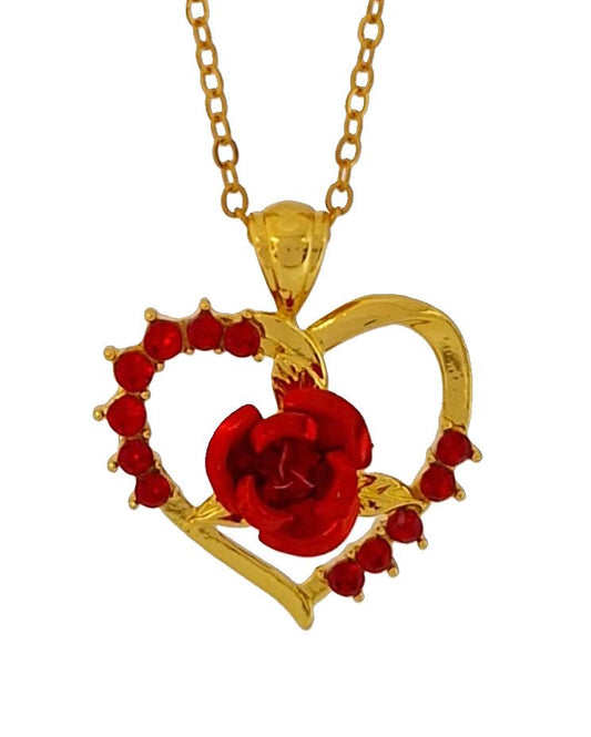 Elegant Heart Rose Necklace N-21