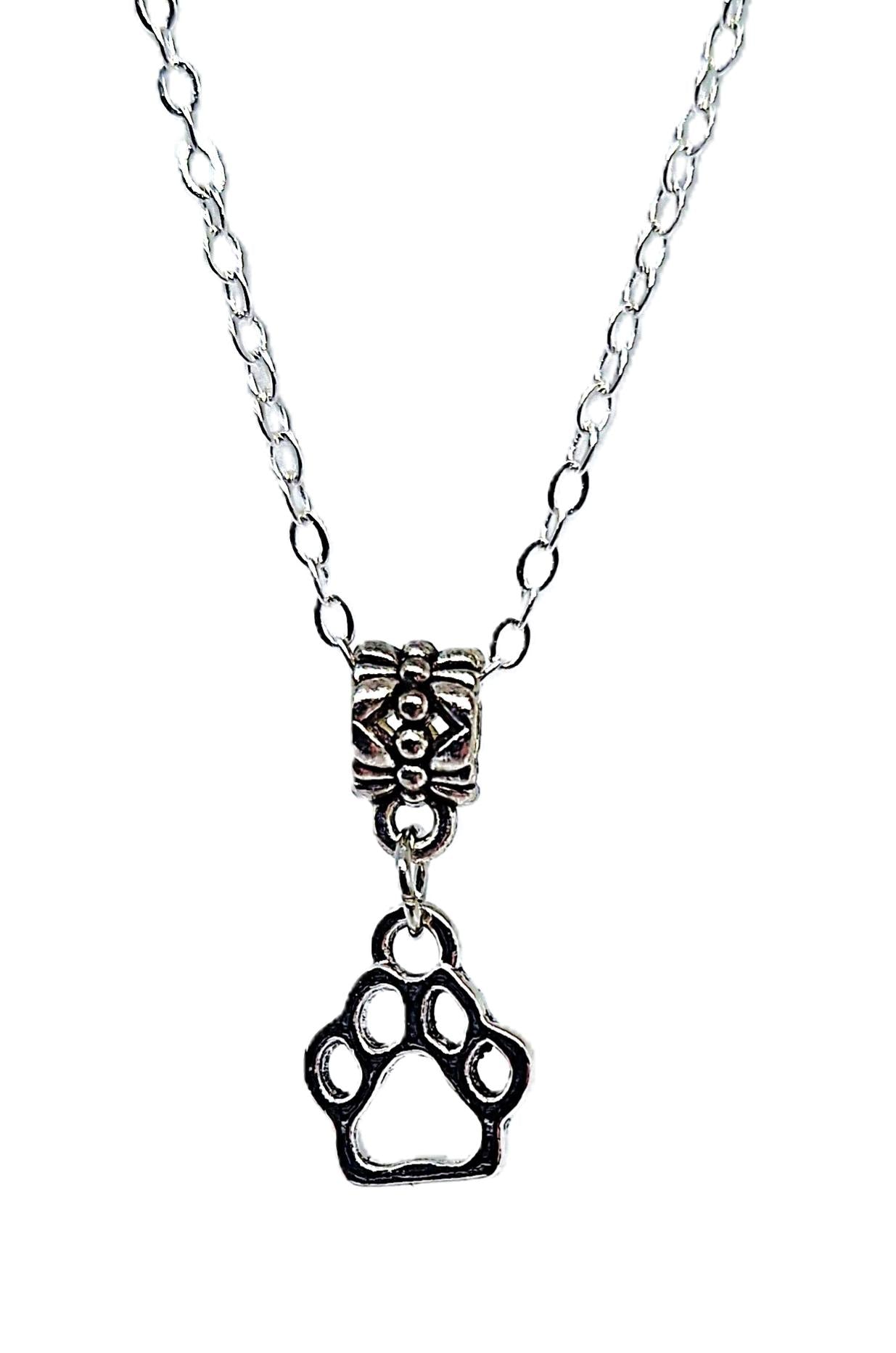 Dog Paw Necklace N-5 For both men or women 20" - Mae's Studio Jewelry