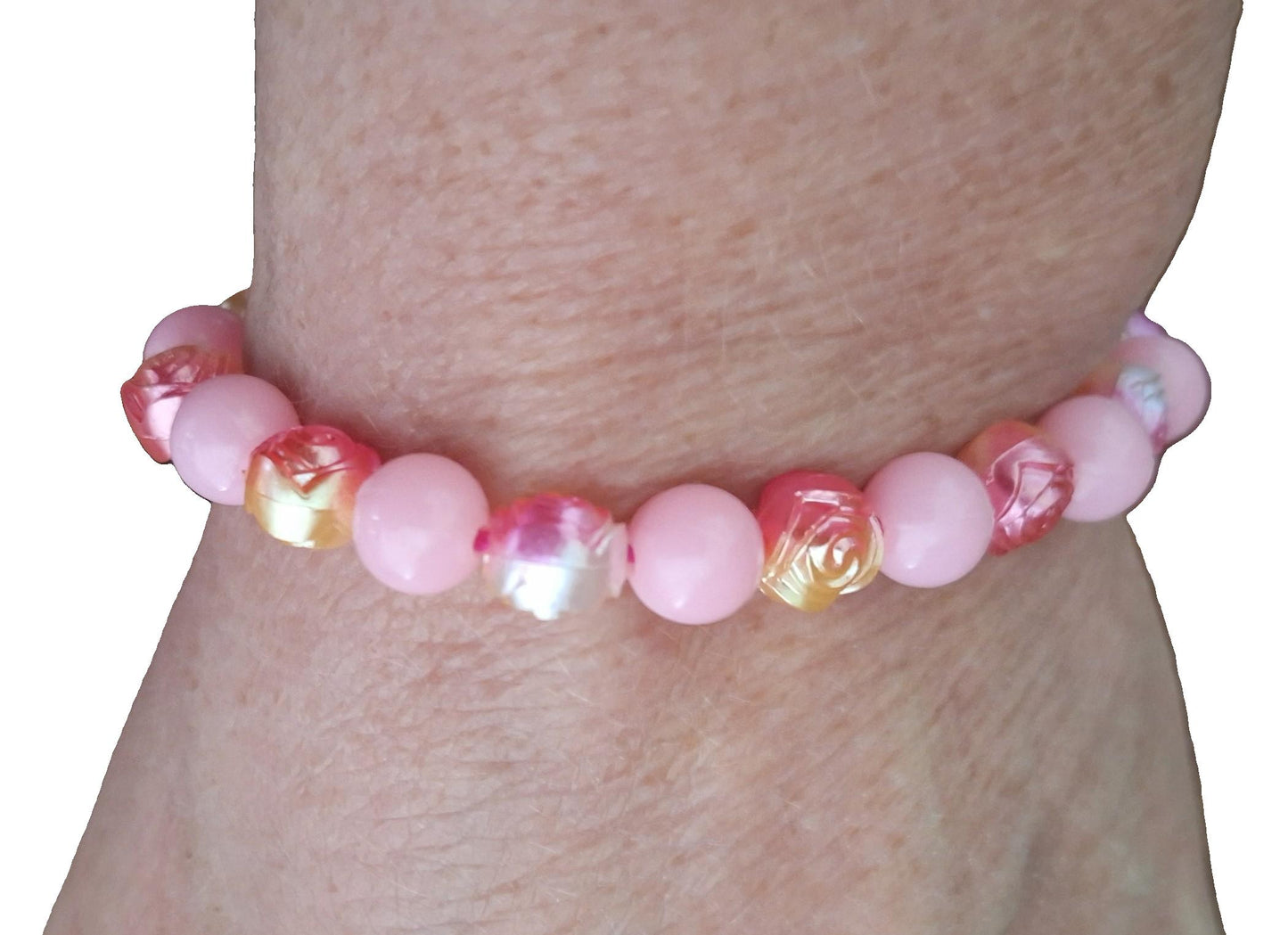 Rose Flower Bracelet  B-27 stretchy