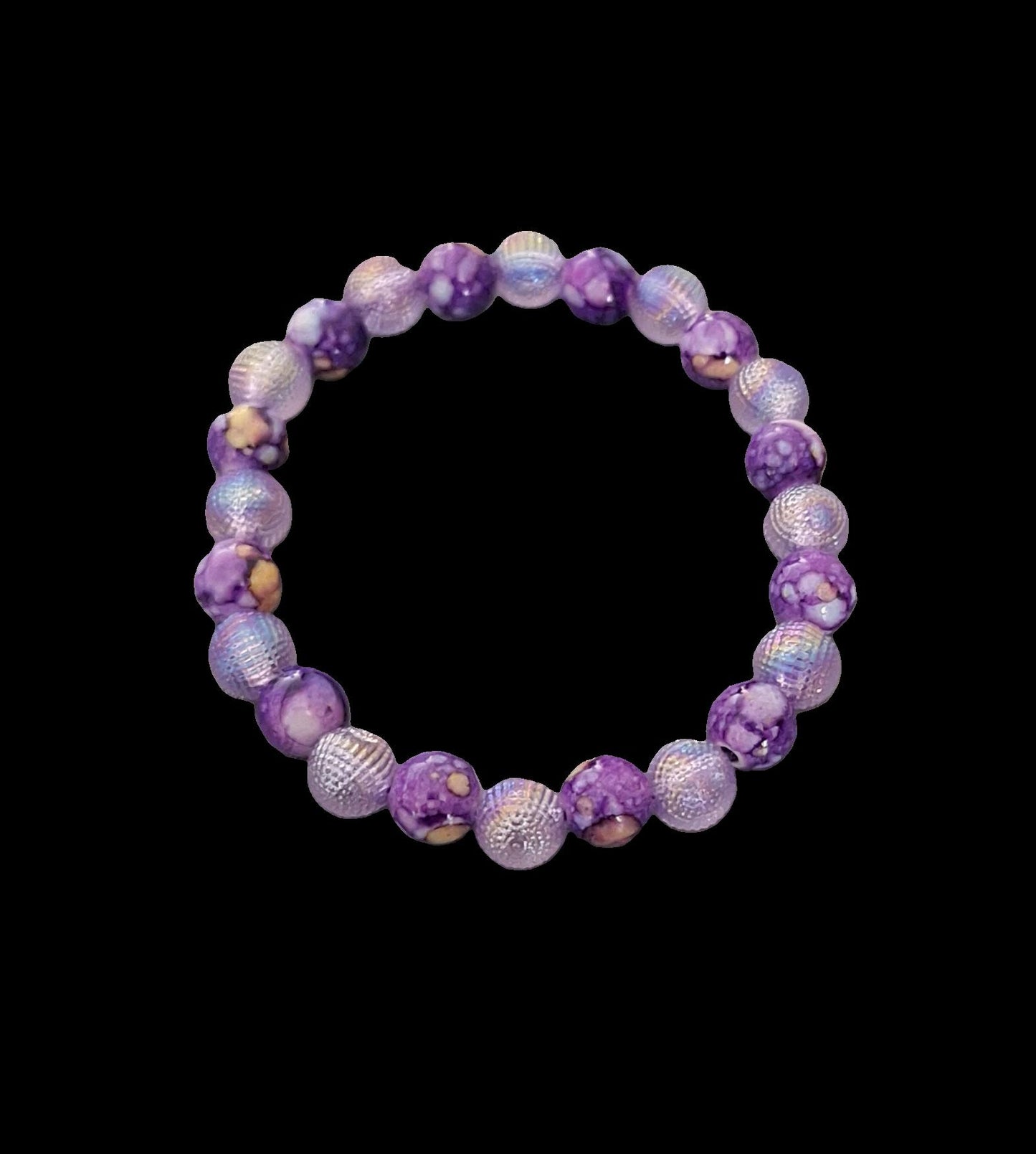 Gradient Purple/Crackle beads B-15 stretchy