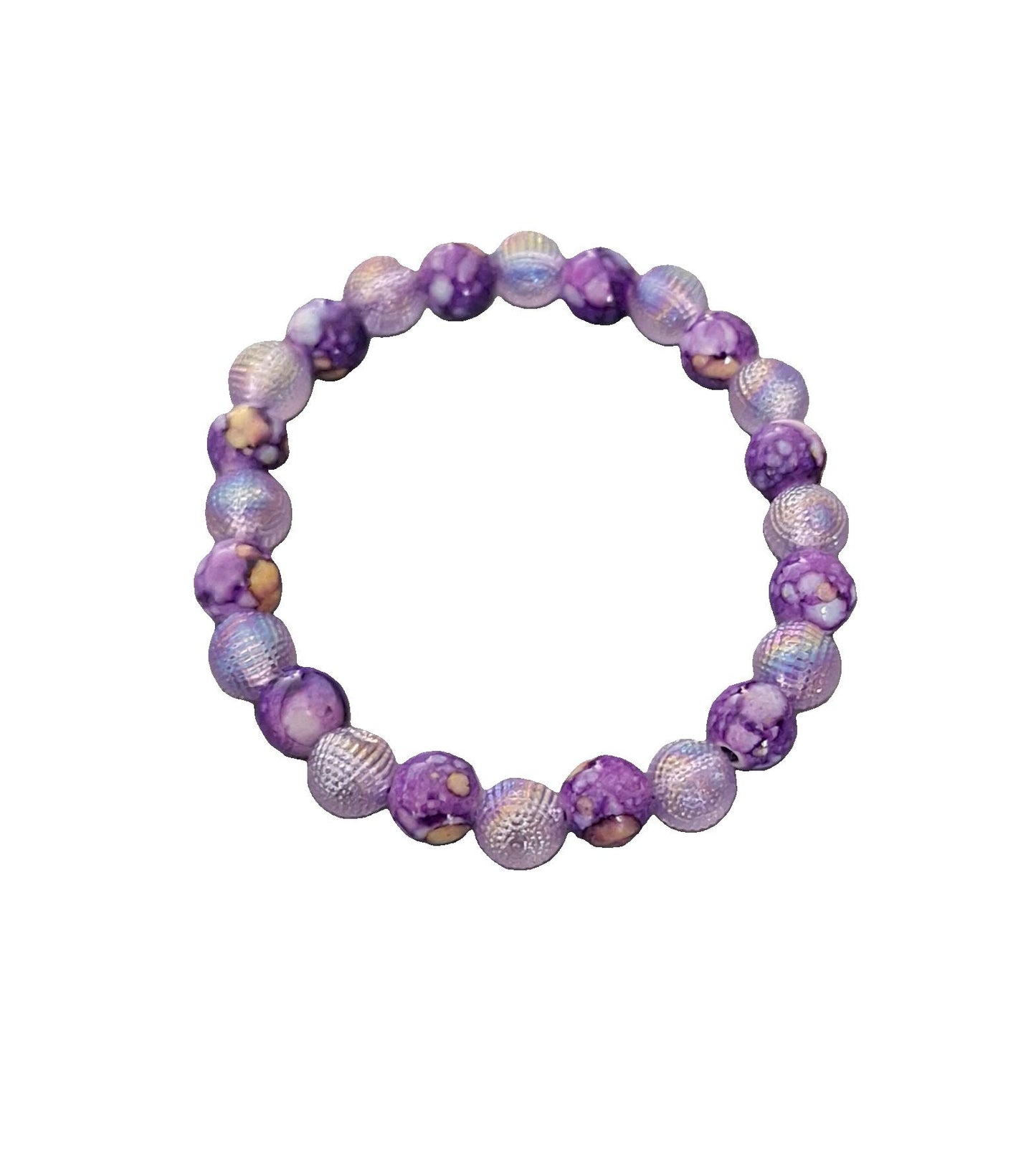 Gradient Purple/Crackle beads B-15 stretchy