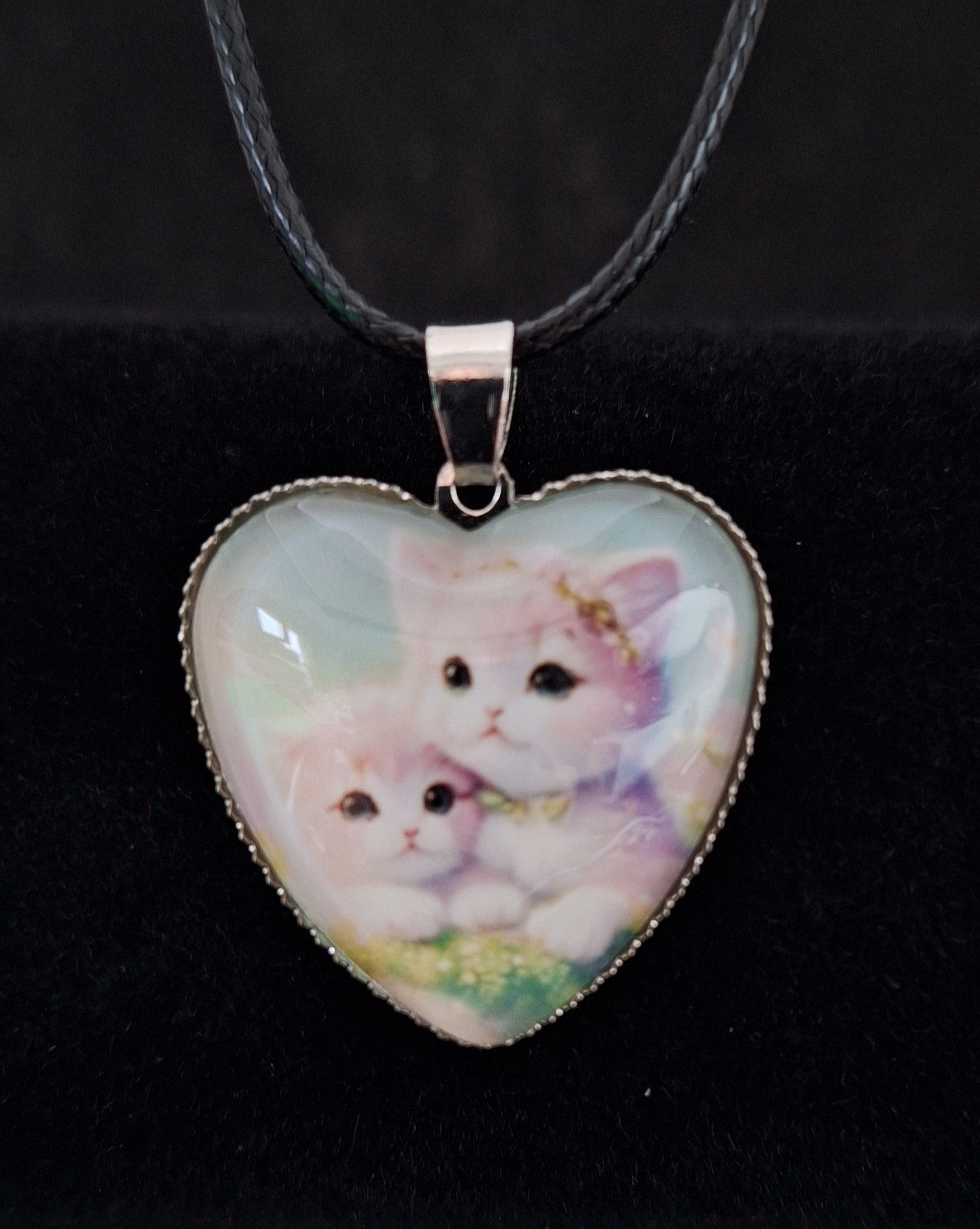 Heart shape kitten necklace N-1