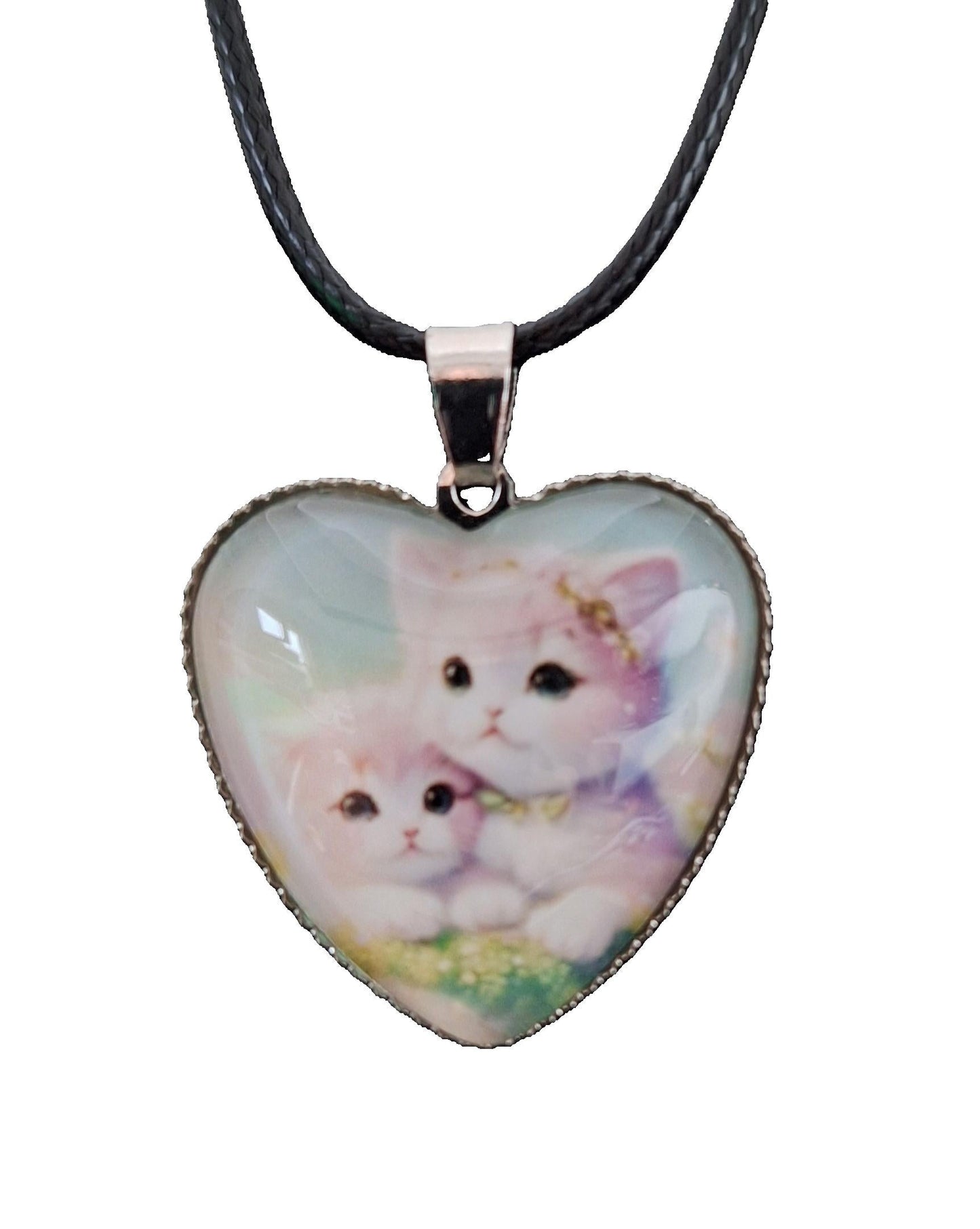 Heart shape kitten necklace N-1