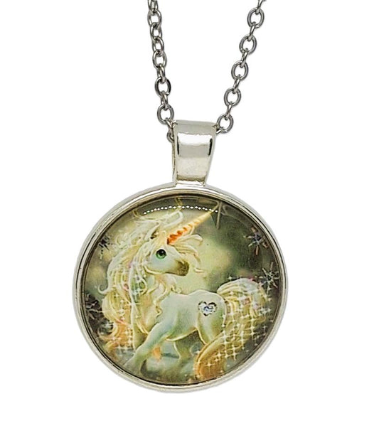 Unicorn Glass Cabochon Necklace N-20